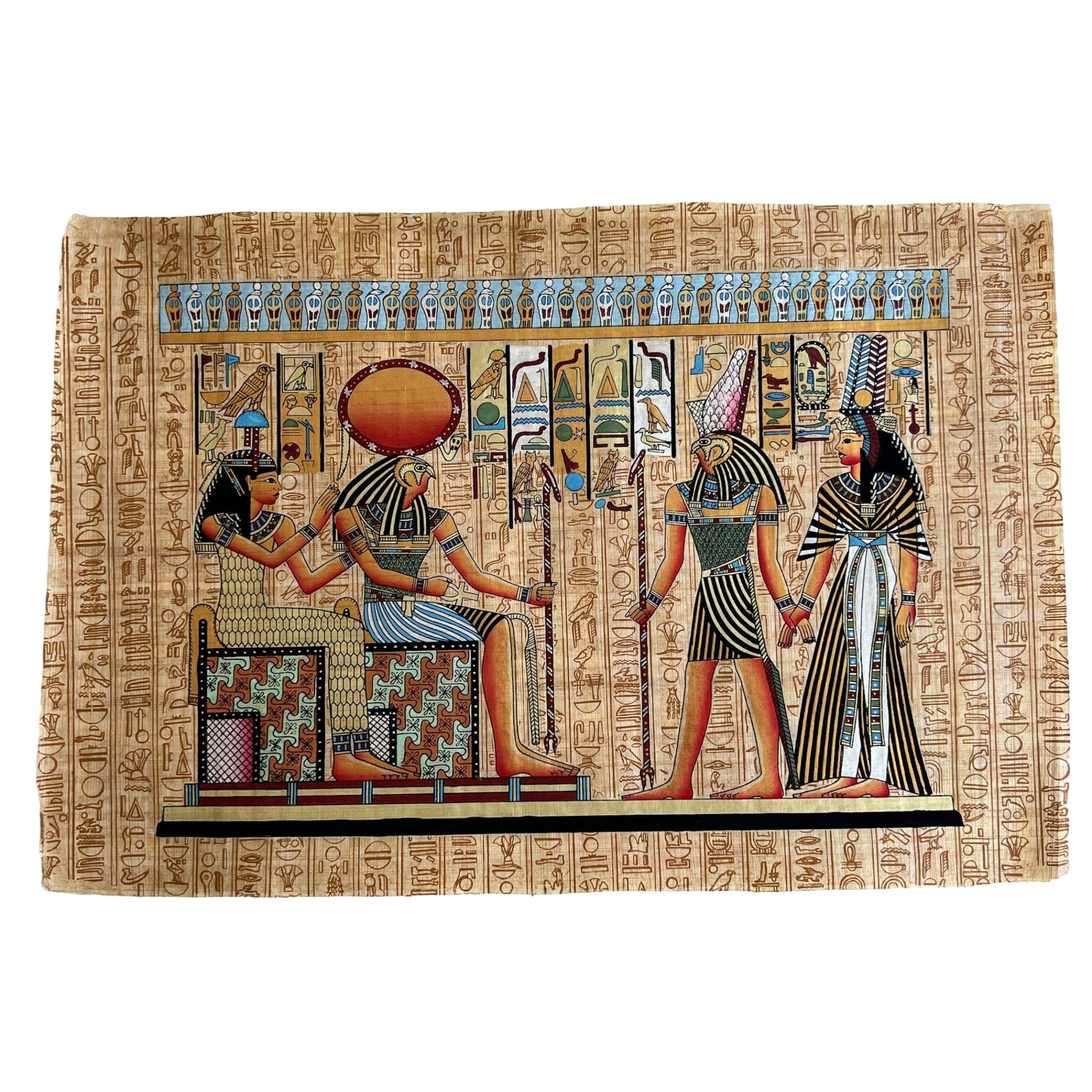 ホルスとネフェルタリのパピルス画、古代エジプトの墓の芸術（24x17