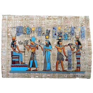 Hieroglyphs Papyrus • Pharaonic Papyrus Painting - Authentic Papyrus Art of Ancient Egypt - Handmade in Egypt Decor • Egypt Papyrus Art