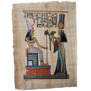 Queen Nefertari Offering Flowers, a Symbol of Love in Ancient Egypt, Egyptian Decor, Wall Art Papyrus, 9x13 Inches