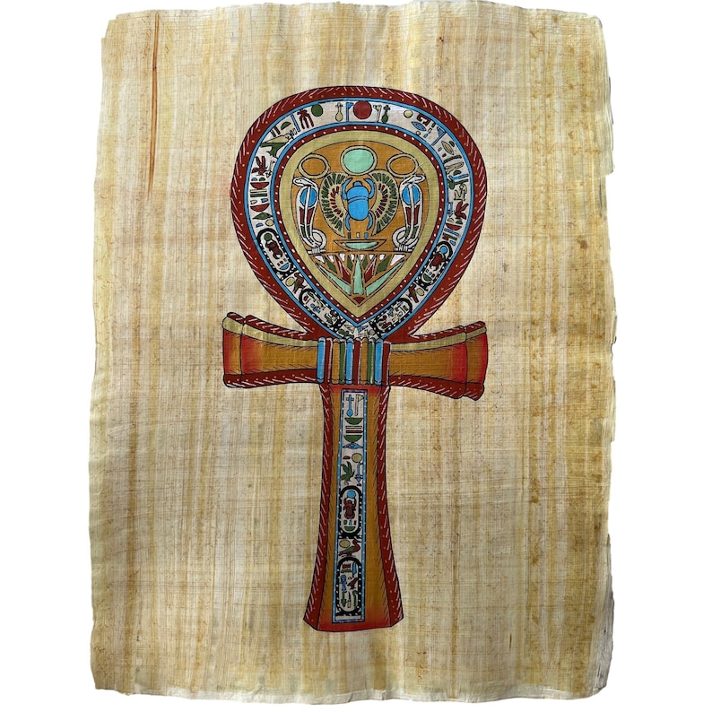ANKH Egyptian Symbol of Life on Papyrus Painting