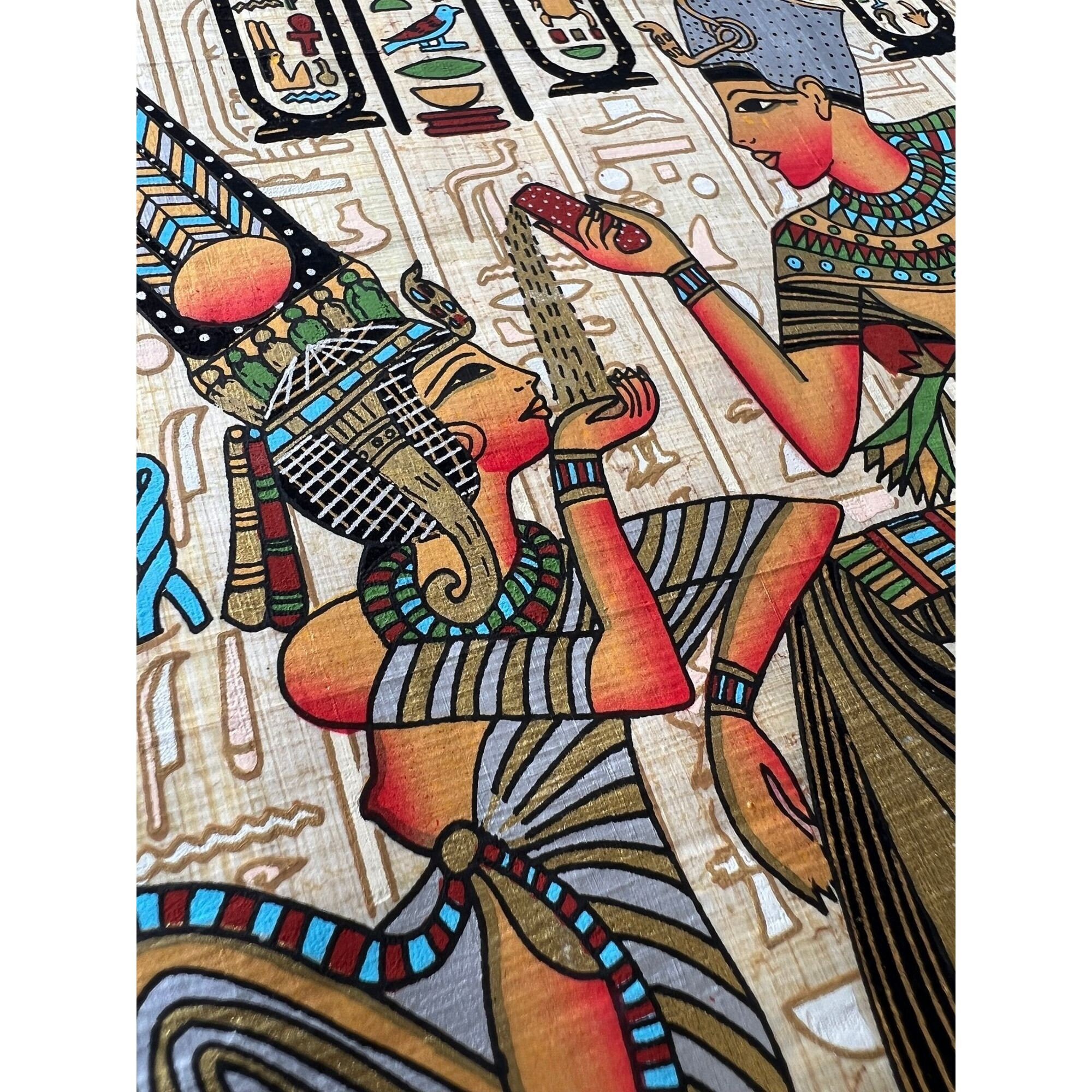 ツタンカーメン王とアンケセナーメンのパピルス画 • エジプトの装飾