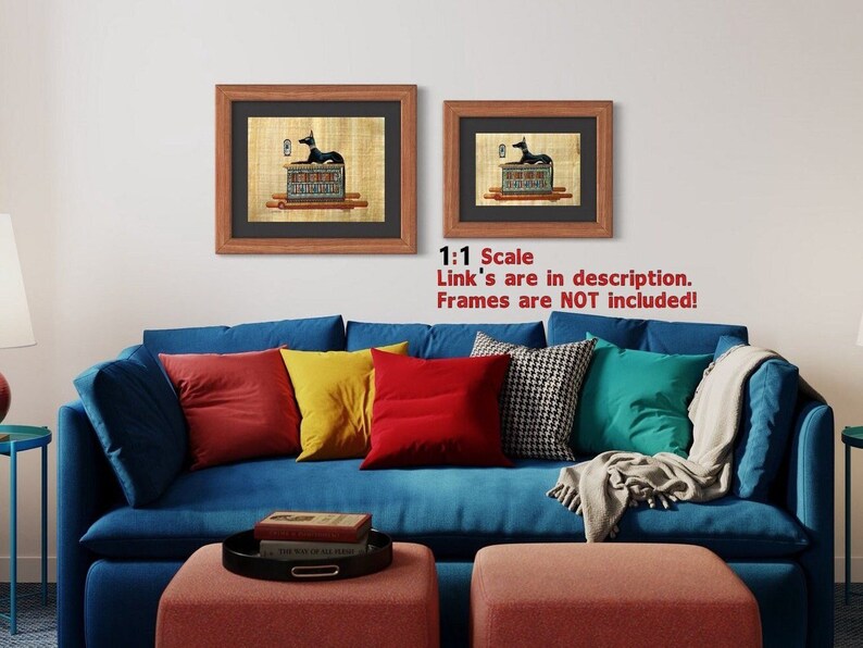 Anubis Papyrus Painting: Egyptian God of the Dead, Handmade Decor (13x9 inches) image 3