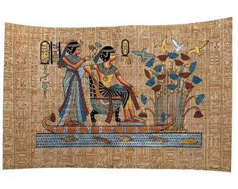 ツタンカーメン王とアンケスナムン王妃のパピルス画：古代エジプト美術