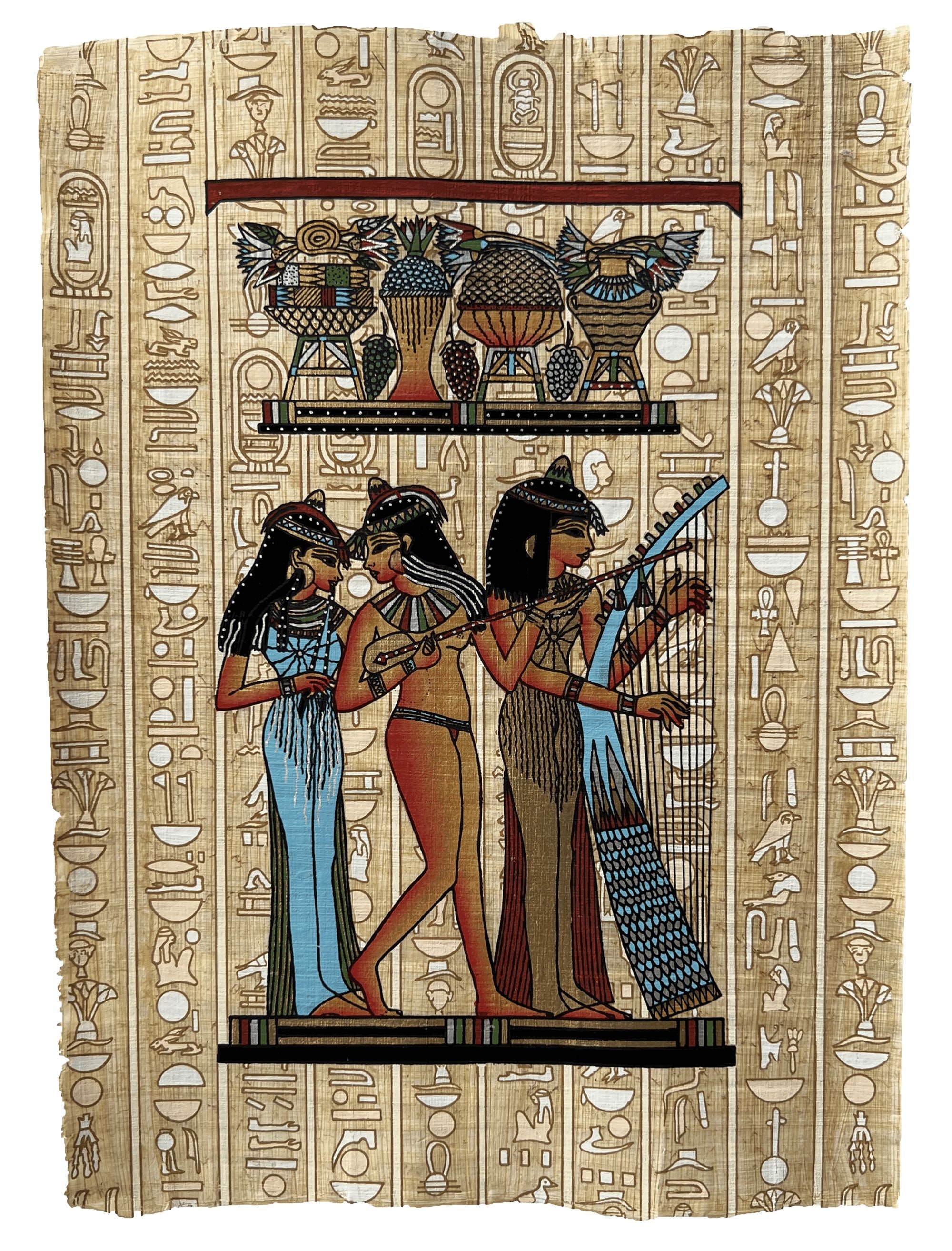 エジプト　パピルス画 「アメン神の音楽家たち」 エジプト パピルス画 「アメン神の音楽家たち」 エジプト パピルス画