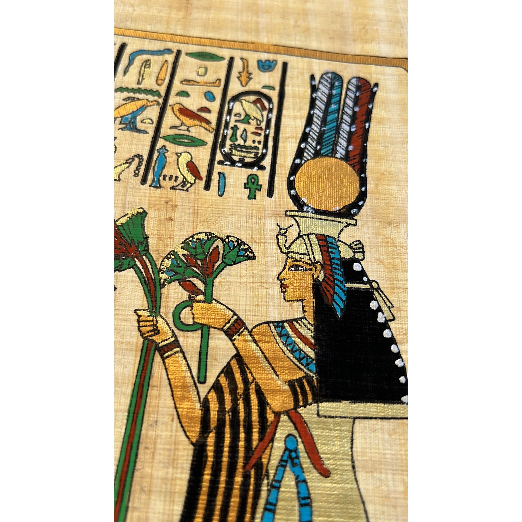 ネフェルタリ女王のパピルス画、古代エジプト装飾（9×13インチ - 20