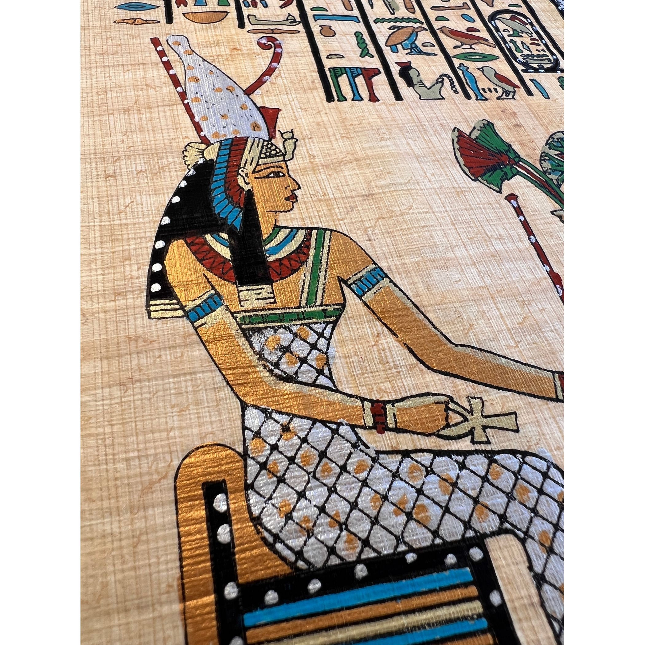 ネフェルタリ女王のパピルス画、古代エジプト装飾（9×13インチ - 20