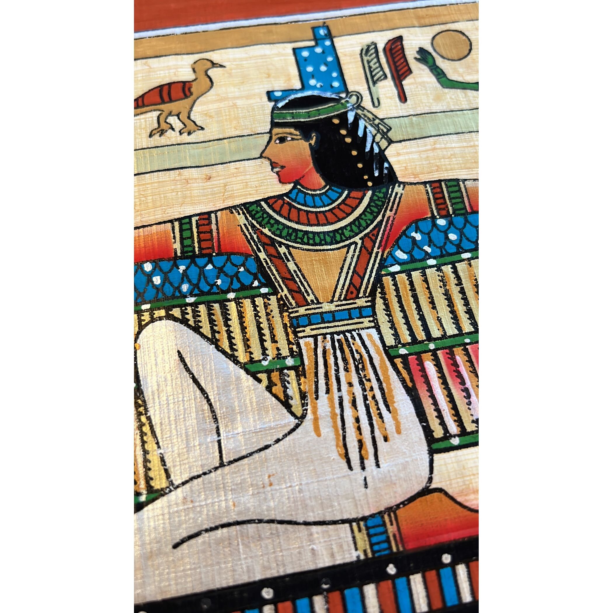翼のあるイシスのパピルス画、エジプトの女神アート（17x13インチ - 43