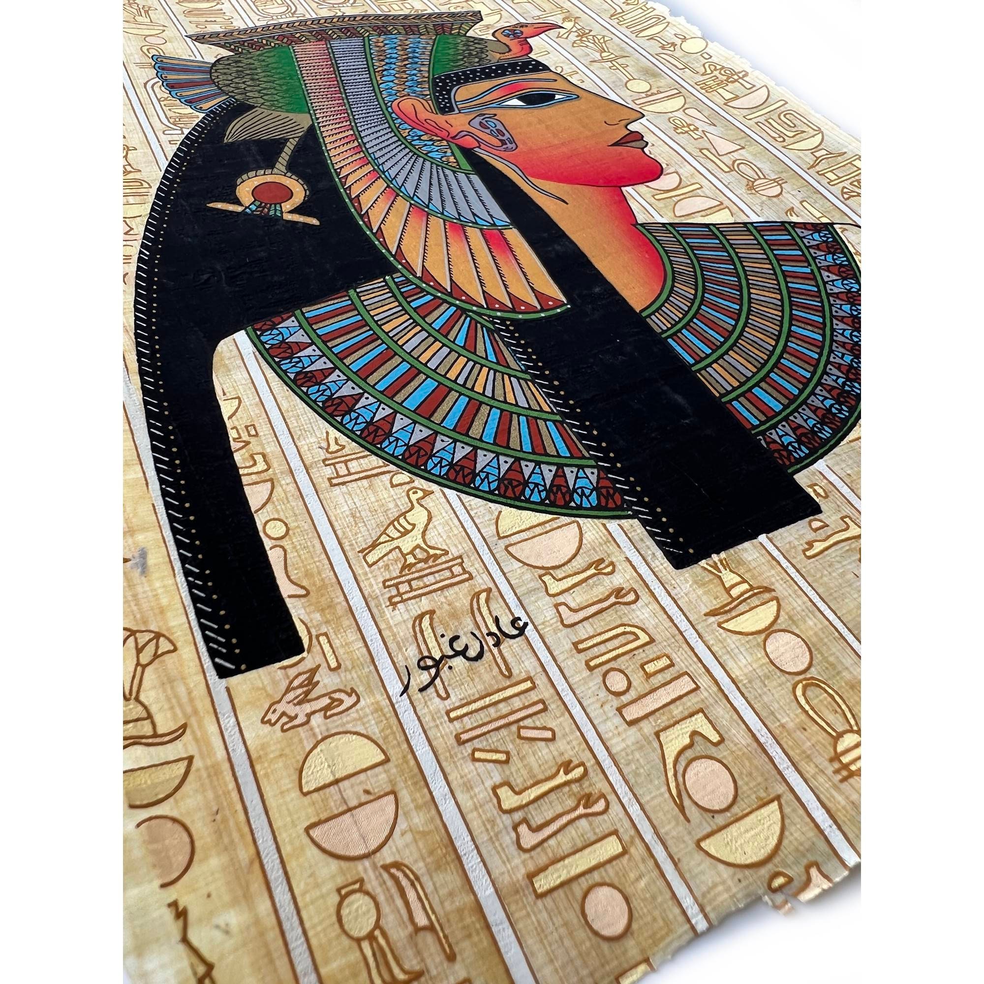 Cleopatra Papyrus Painting • Ancient Egypt Art, Hieroglyphics
