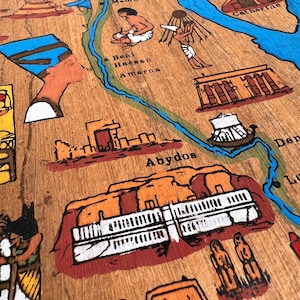 Illustrated Map of Ancient Egypt Treasures of Nile on Brown Papyrus - Vintage Printing on Egyptian Papyrus • Gift for Egypt Lovers