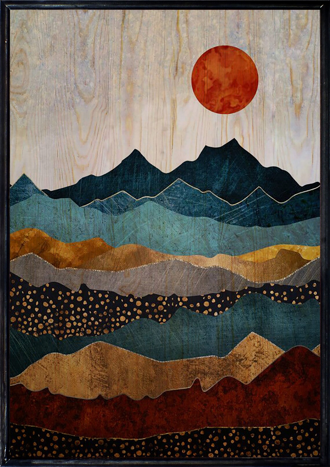 Red Sun Wood Wall Art Large Wall Decor New Home Gift Living Etsy