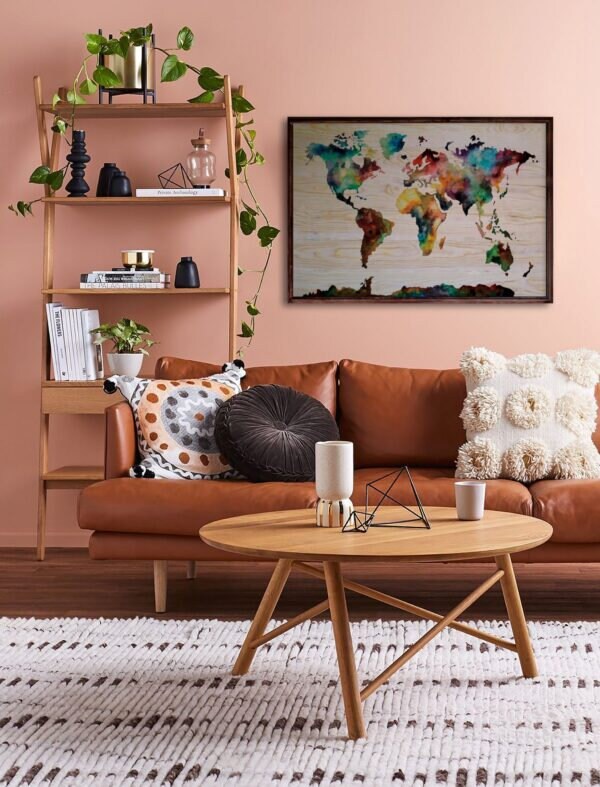 World Map Wall Art Office Wall Decor Abstract Wall Art Wood Etsy