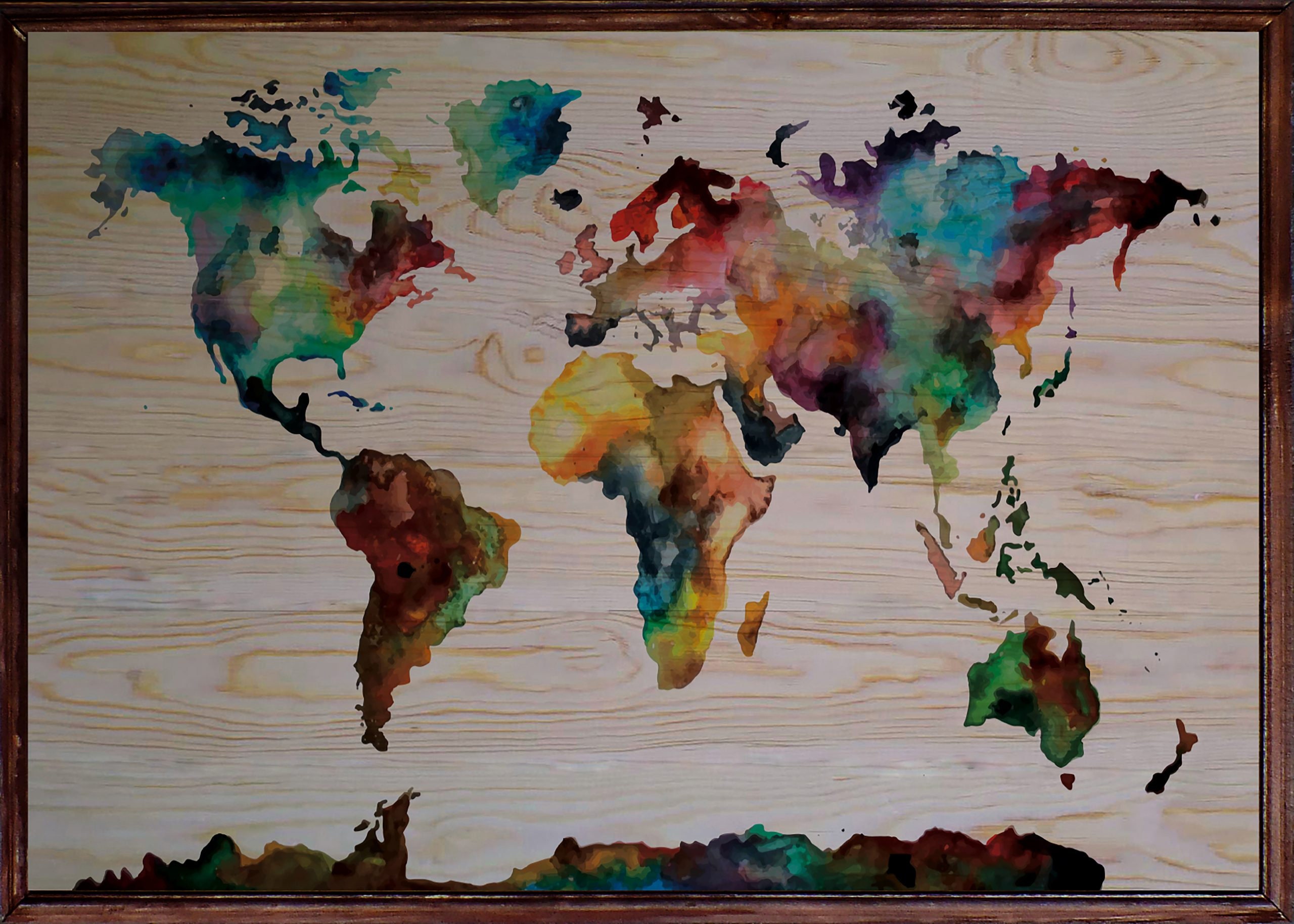 World Map Wall Art Office Wall Decor Abstract Wall Art Wood Etsy