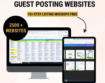 2500+ Guest posting websites to increase Passive Income, 10 + Etsy mockup. Etsy Bestsellers, Etsy Digital Product Ideas, Digital Downloads