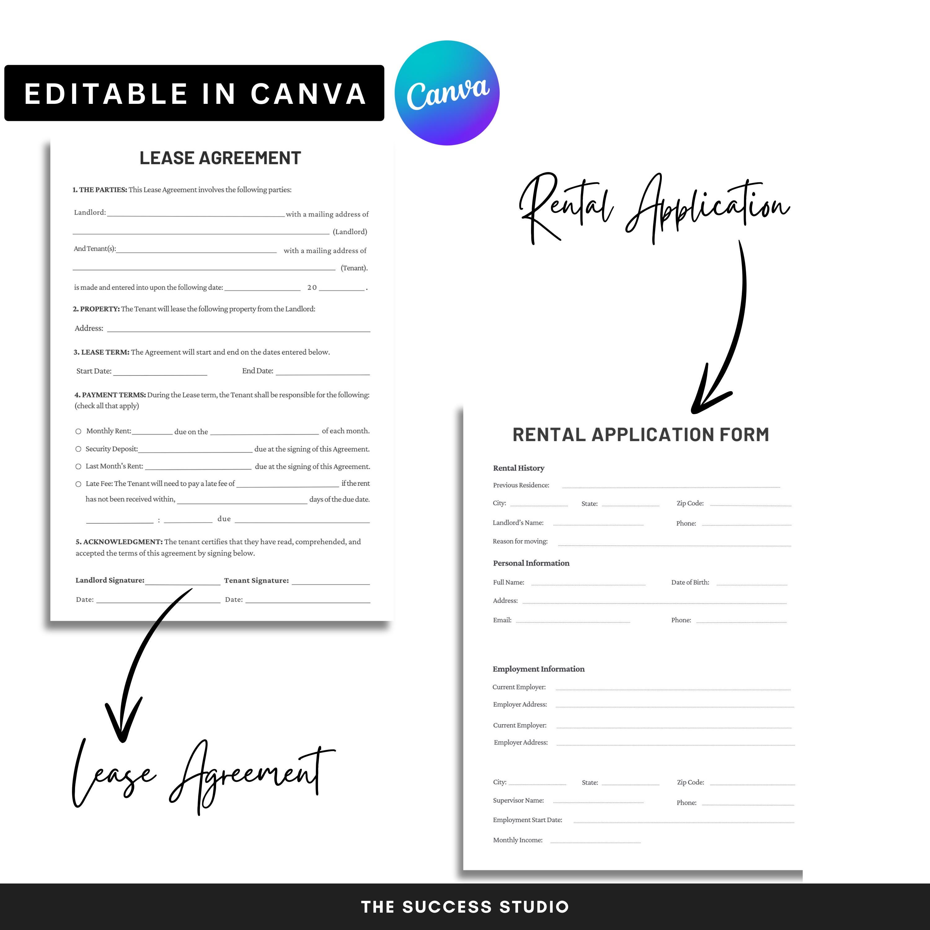 New Contract Rent Request Form Editable Rental Application, Rental Agreement, Lease Agreement ...