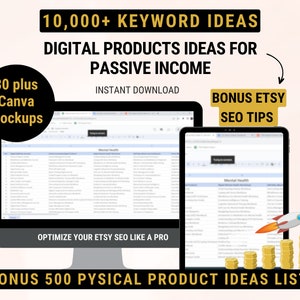 How to sell on Etsy for passive income, 10k+ Etsy Digital Products Ideas to Sell Online, Etsy seller, Etsy SEO, Etsy listing mockups