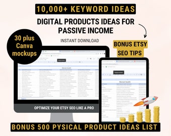 How to sell on Etsy for passive income, 10k+ Etsy Digital Products Ideas to Sell Online, Etsy seller, Etsy SEO, Etsy listing mockups