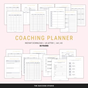 Coaching Planner Printable | Printable Life Coach Journal Pages | Wellness Worksheet Bundle | Coaching Workbook | Self Love Guide PDF A5, A4