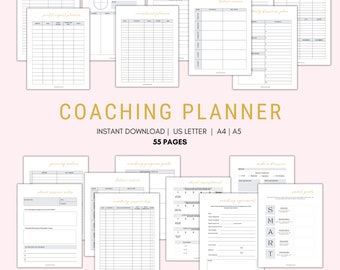 Coaching Planner Printable | Printable Life Coach Journal Pages | Wellness Worksheet Bundle | Coaching Workbook | Self Love Guide PDF A5, A4