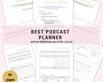 Podcast Planner, Content Calendar, Printable Podcast Content Planner, Podcast Episode Management, Interview Script Tracker, Youtube Planner
