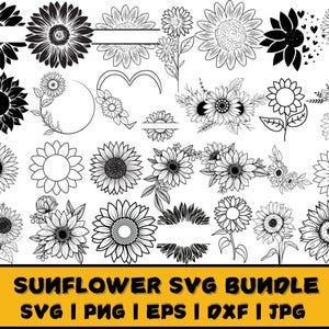 Zonnebloem SVG, zonnebloem Cricut, zonnebloem clipart, zonnebloem gesneden bestand, SVG-bestanden voor Cricut, zonnebloem silhouet, bloem Svg, Vector, png