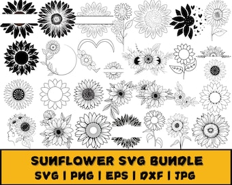 Girasol SVG, Girasol Cricut, Imágenes Prediseñadas de Girasol, Archivo de Corte de Girasol, Archivos SVG para Cricut, Silueta de Girasol, Flor Svg, Vector, Png