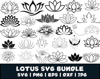Flor de Lótus SVG, Meditação Clipart, Silhueta de Lótus, Zentangle Lótus Svg, Lótus Clipart, Lótus Svg, Lótus Arquivos de Corte, Download Instantâneo