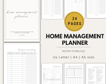 Household Planner, Printable Household Management Binder, Life Binder, Home Management Binder, Emergency Binder, Family Planner, Chore Chart