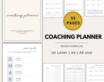 Coaching Planner Printable, Life Coach, Business Planner Template, Coaching Tools, Coach Planner, Coaching Journal, Printable Planner