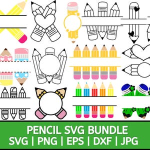 Pencil Svg Bundle, Pencil Svg, Pencil Cut File for Cricut , Silhouette, School Svg, Pencil Name Svg, School Teacher Pencil Monogram, Png,SVG