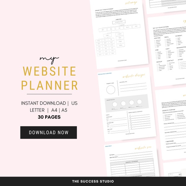 Website Planner, Website Design, Website Planning, Planning Workbook, Website Project, Website Content, Website Toolkit, Printable Planner