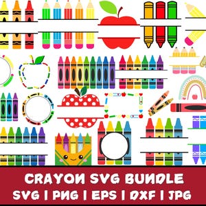 Crayon Split Monogram Svg, Crayon svg, Teacher Svg, Crayon Wrapper Svg, Crayon Set Svg, Crayon Wrapper Cut File, Crayon Cut File