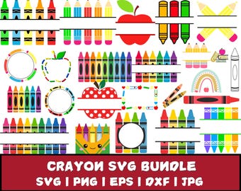 Crayon Split Monogram Svg, Crayon svg, Teacher Svg, Crayon Wrapper Svg, Crayon Set Svg, Crayon Wrapper Cut File, Crayon Cut File