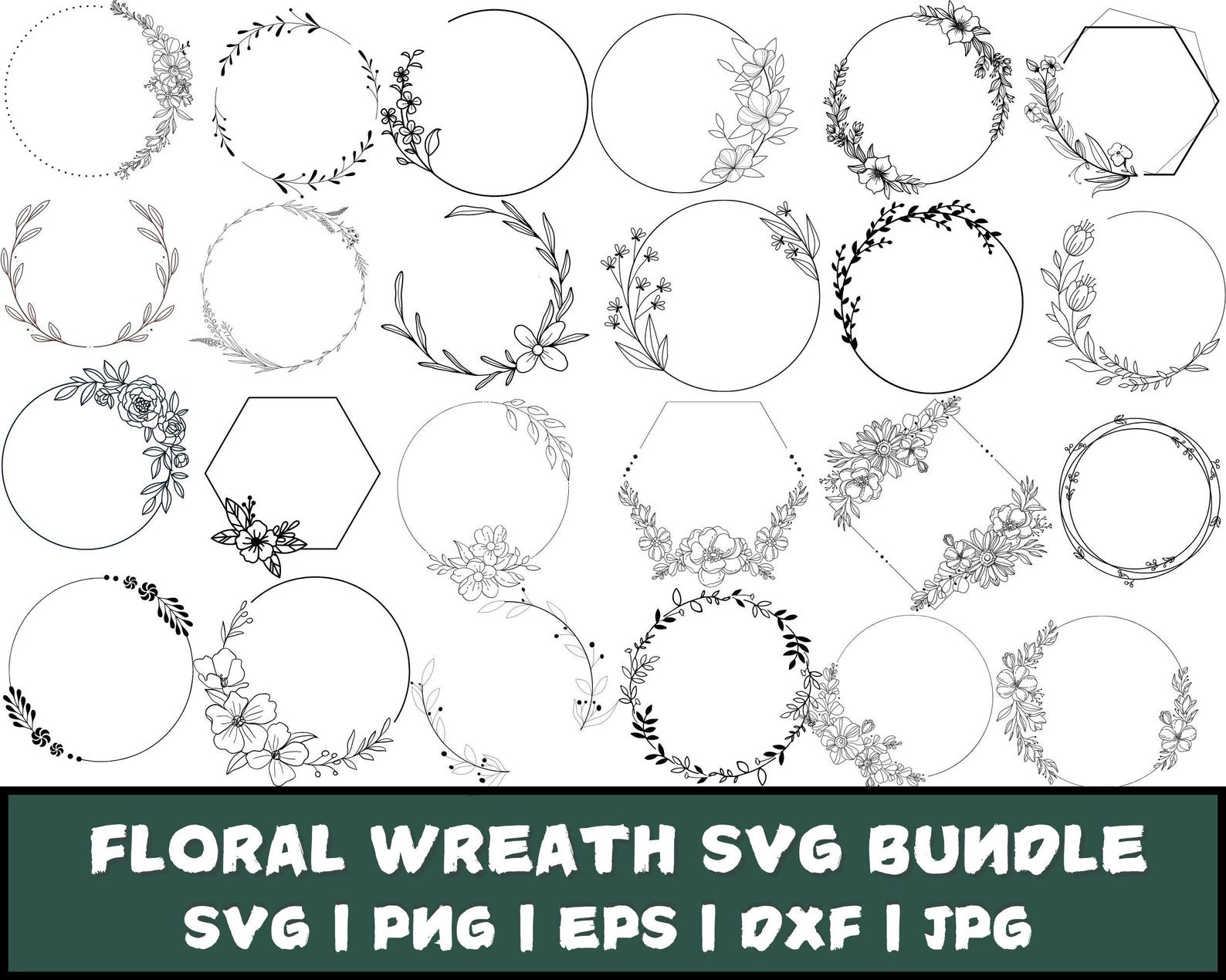 Wreath Svg Bundle | Floral Wreath Bundle | Laurel Wreath Svg | Flower ...