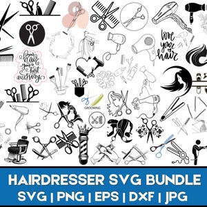 Hairdresser Svg Bundle, Equipment Svg Bundle, Cut Files, Hairdresser Tools Svg, Hairdresser Vector Files, SVG, Png, Clipart, Clip Art