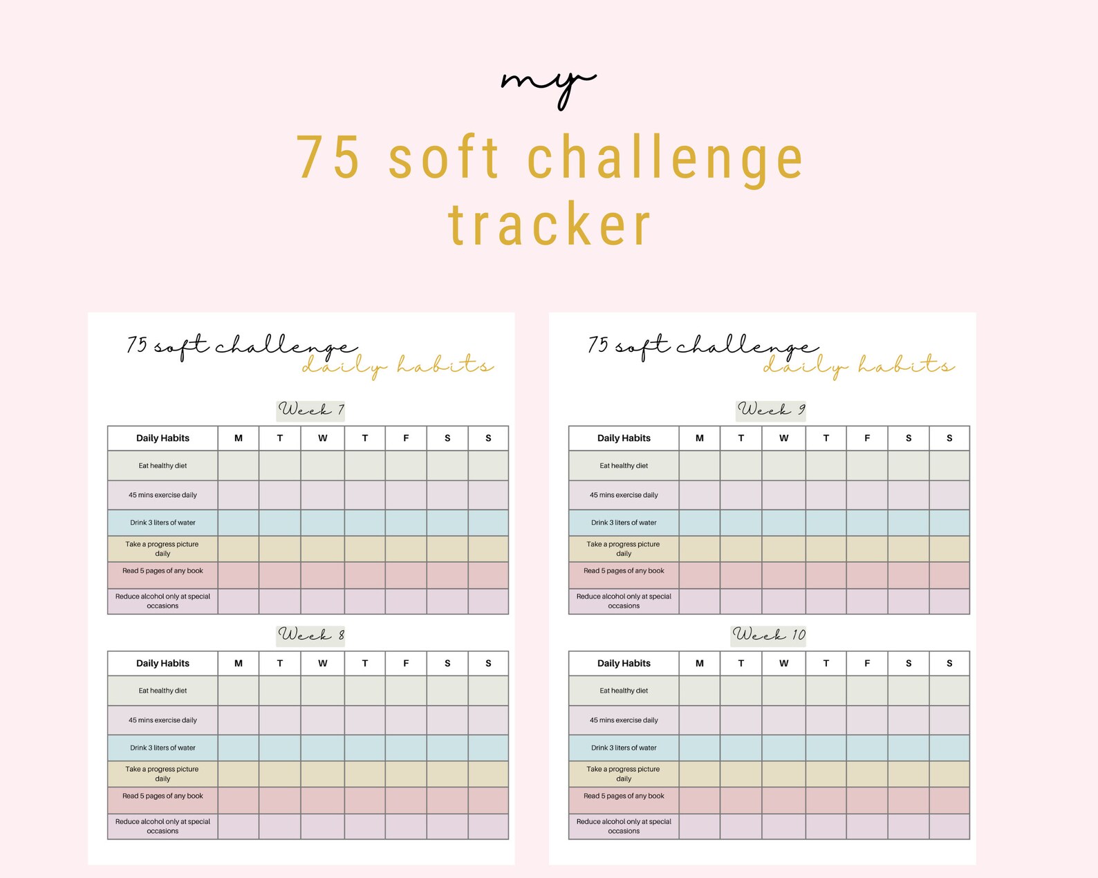 75 Soft Challenge, 75 Day Challenge, 75 Soft Printable, 75 Soft Tracker ...