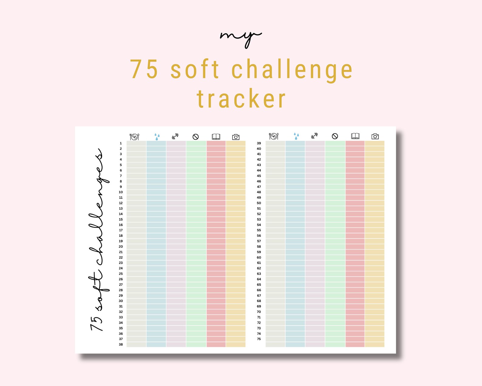 70 Soft Tracker 75 Soft Challenge, 75 Day Challenge, 75 Soft Printable, 75 Soft Tracker ...