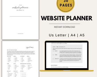 Website Planner, Website Design, Website Planning, Planning Workbook, Website Project, Website Content, Website Toolkit, Printable Planner