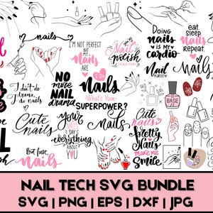 Nail Tech SVG Bundle, Nail Artist SVG Cut File, Girl Hand svg, Nail art Cut file, Nail Polish svg, Nail svg, Love Nails Shirt Print
