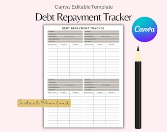 Debt Payoff Tracker, Debt Snowball, Schneeball Debt Tracker bearbeitbar, Debt Tracker druckbar, Debt Progress Tracker