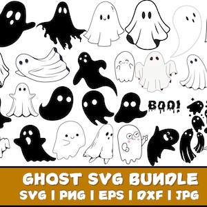 Ghost SVG Bundle - Ghost PNG Bundle - Ghost Clipart - Ghost SVG Cut Files for Cricut - Ghost Silhouette - Halloween Ghost Svg Png Files