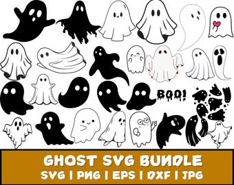 Ghost SVG Bundle - Ghost PNG Bundle - Ghost Clipart - Ghost SVG Cut Files for Cricut - Ghost Silhouette - Halloween Ghost Svg Png Files