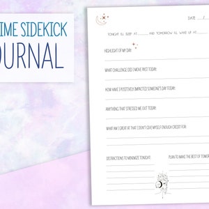 Diario della buonanotte, Diario notturno, Routine notturna, Diario stampabile, Aiutante della routine della buonanotte, Diario aiutante della buonanotte