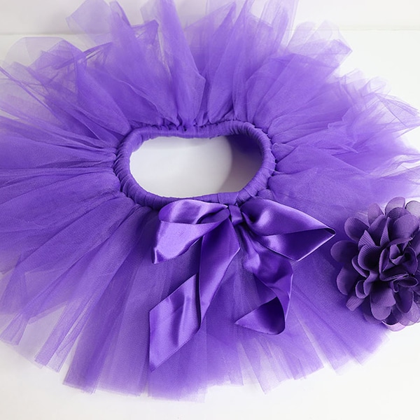 Purple baby tutu skirt with headband. Available in yellow and turquoise. One size fits 3-12 months.Spring sale.