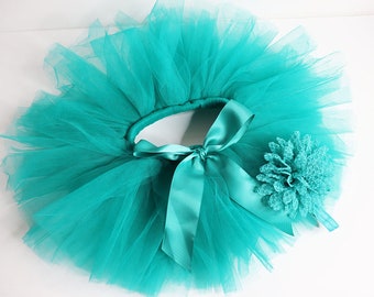 Teal Tutu Skirt with Headband: Baby Girl Outfit (3-12 Months)
