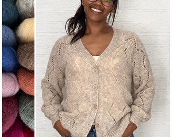 Alpaca Cardigan. Natural wool cardigan. Alpaca sweater. Cozy Women cardigan.