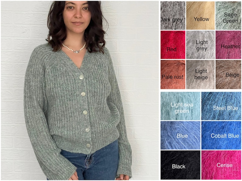 Alpaca Wool Women Cardigan. Chunky wool sweater cardigan. Cable knit cardigan. image 1