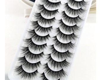 10 Pair Real Mink Eyelashes 3D Natural False Eyelashes Mink Lashes Soft Eyelash Extension Makeup Kit