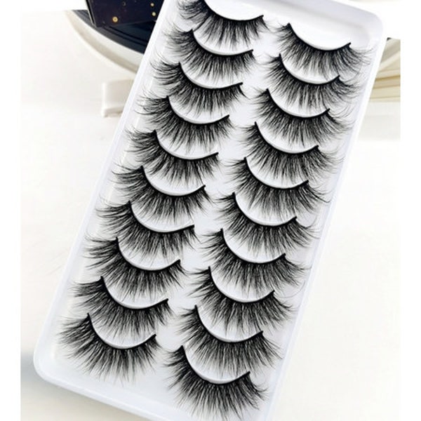 10 Pair Real Mink Eyelashes 3D Natural False Eyelashes Mink Lashes Soft Eyelash Extension Makeup Kit