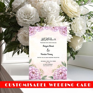 Afdrukbare trouwkaarten, personaliseer uw perfecte dag, gepersonaliseerde kaart, gepersonaliseerde bloementrouwkaart, jubileumkaart voor koppel