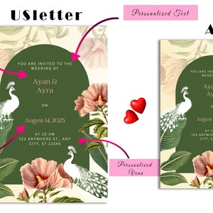 Florale Verlobungskarte, personalisierte Hochzeitskarte, personalisierte Blumenkranz-Hochzeitskarte, Jubiläumskarte, Karte für Paare